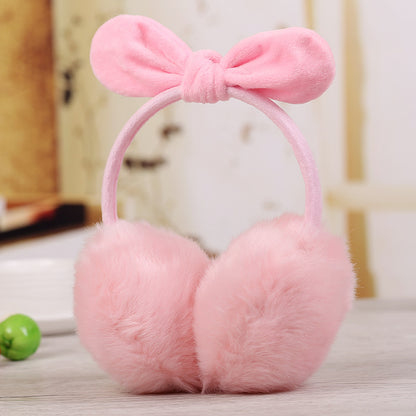 New Cute Rabbit Ears Bowknot Earmuffs For Ladies Winter Rabbit Fur Earmuffs Limorista