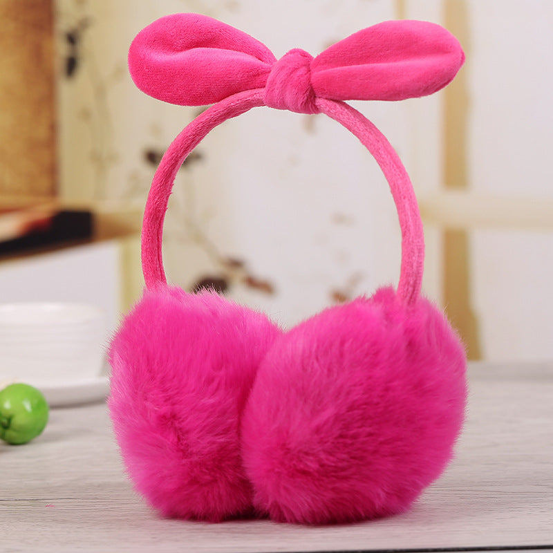 New Cute Rabbit Ears Bowknot Earmuffs For Ladies Winter Rabbit Fur Earmuffs Limorista