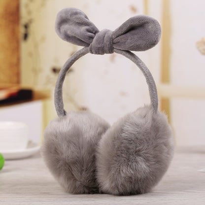 New Cute Rabbit Ears Bowknot Earmuffs For Ladies Winter Rabbit Fur Earmuffs Limorista