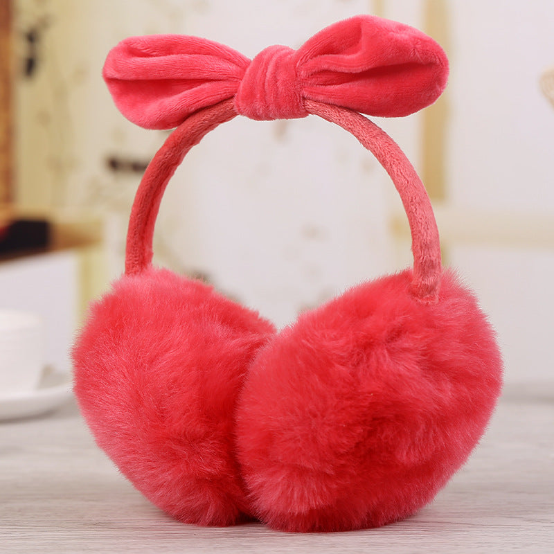 New Cute Rabbit Ears Bowknot Earmuffs For Ladies Winter Rabbit Fur Earmuffs Limorista