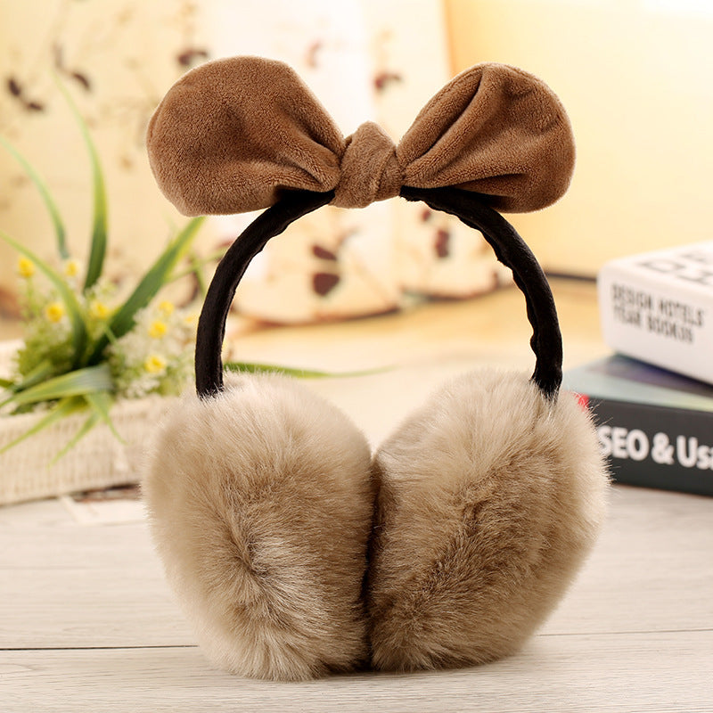 New Cute Rabbit Ears Bowknot Earmuffs For Ladies Winter Rabbit Fur Earmuffs Limorista
