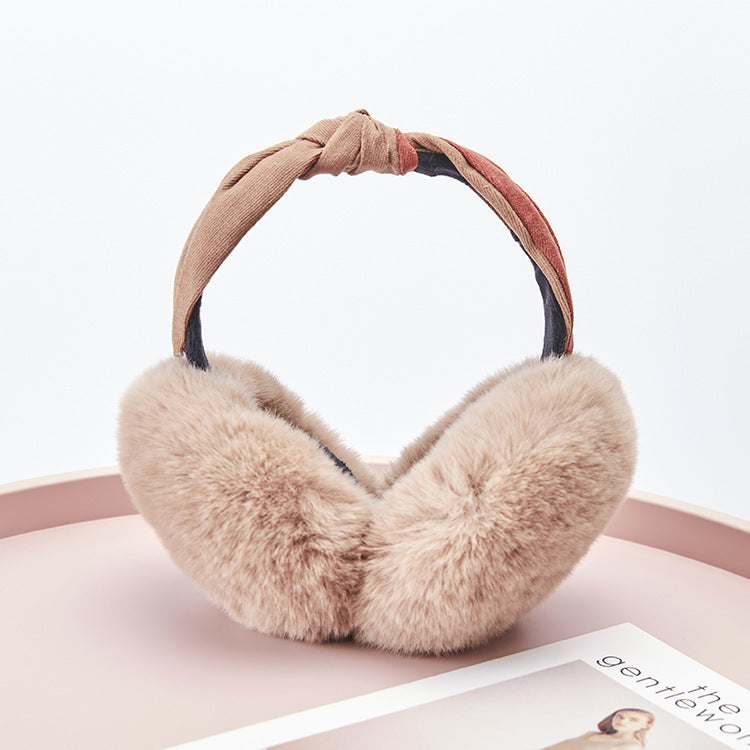 New Cute Rabbit Ears Bowknot Earmuffs For Ladies Winter Rabbit Fur Earmuffs Limorista