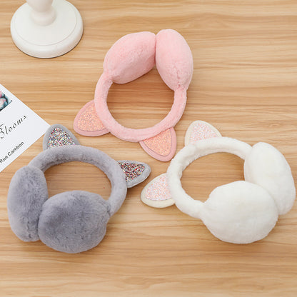 New Cute Rabbit Ears Bowknot Earmuffs For Ladies Winter Rabbit Fur Earmuffs Limorista