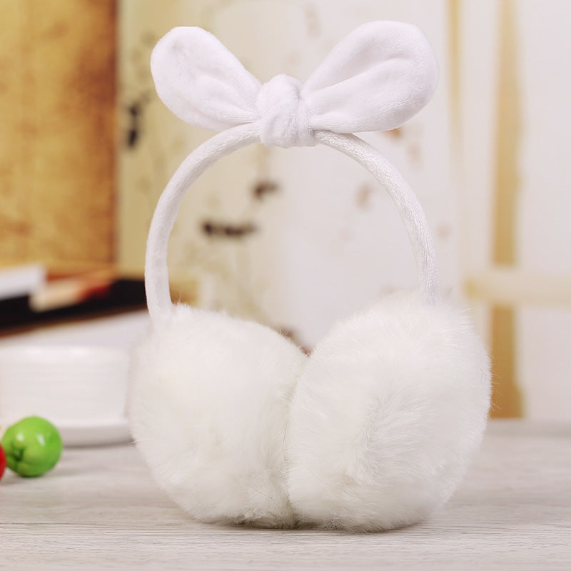 New Cute Rabbit Ears Bowknot Earmuffs For Ladies Winter Rabbit Fur Earmuffs Limorista