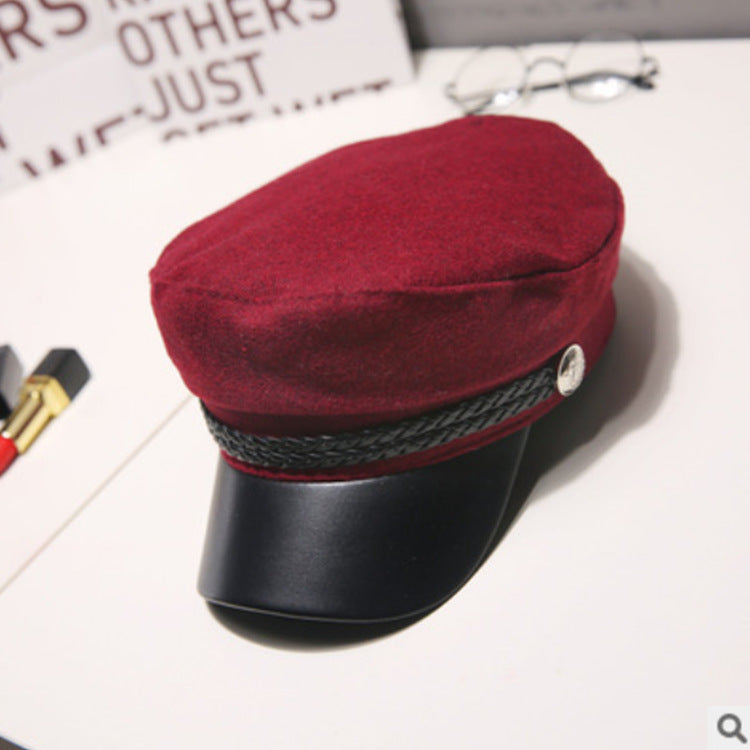 Korean Version Of Woolen Beret Retro Flat Navy Hat Cap Limorista