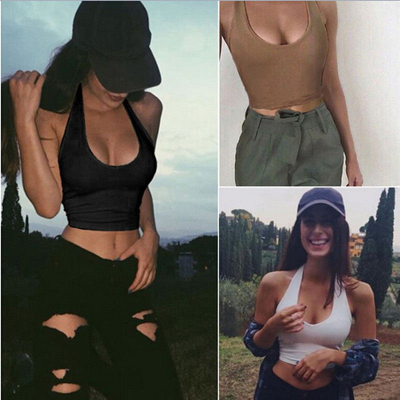 Summer Woman Halter Tops Crop Top White Sexy Vest Limorista