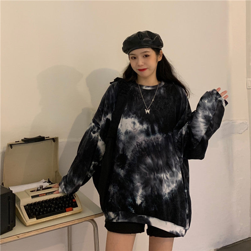 Gradient Tie-dye Long-sleeved T-shirt Women Limorista