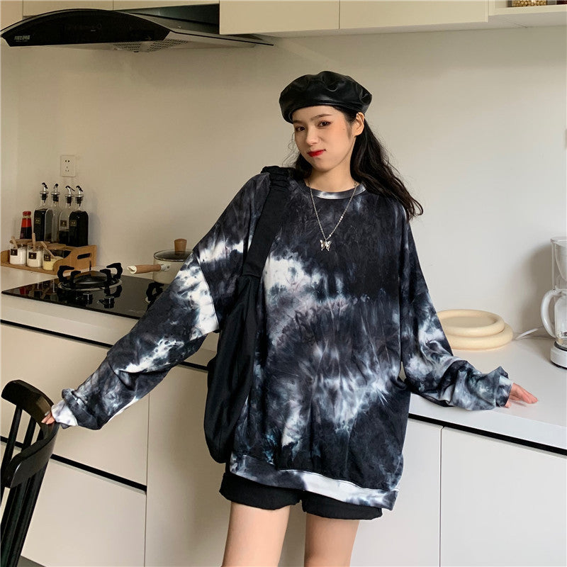 Gradient Tie-dye Long-sleeved T-shirt Women Limorista