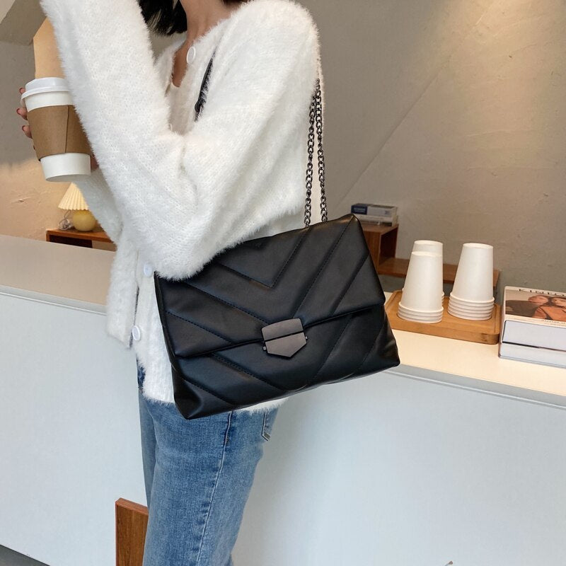 Embroidery Thread Small PU Leather Crossbody Bags for Women Trend Hand Bag Women&