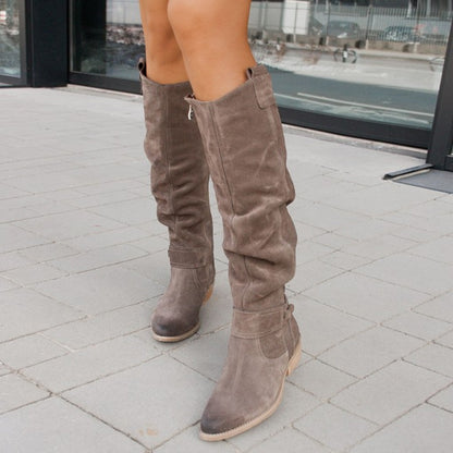Autumn And Winter Low Heel Side Zipper Suede Women&