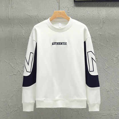 Loose Color Matching Round Neck Long Sleeve T-shirt Casual Top