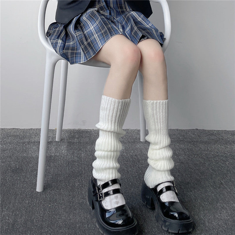 Solid Color Knitted Socks Stockings Limorista