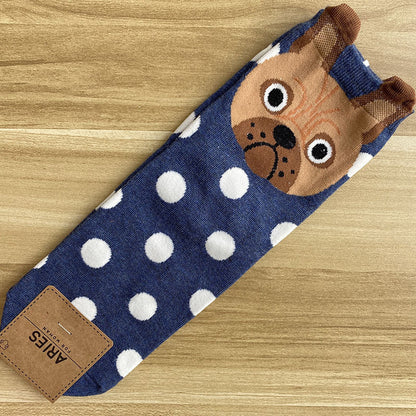 Cute cartoon polka dot puppy in tube socks women socks cotton socks Limorista