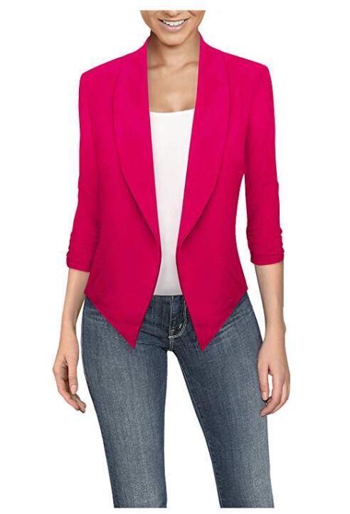 Long Sleeve Solid Color Cardigan Irregular Hem Small Suit Women Limorista
