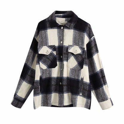 Ladies casual plaid shirt jacket Limorista