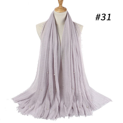 Cotton and linen crumpled monochrome scarf Limorista