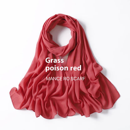 Pure Color Pearl Chiffon Scarf Headcloth Veil Chiffon Scarf Limorista