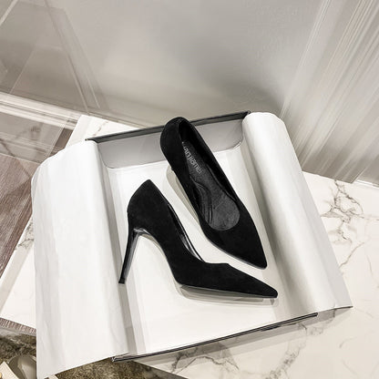 Black Suede High Heels Women&