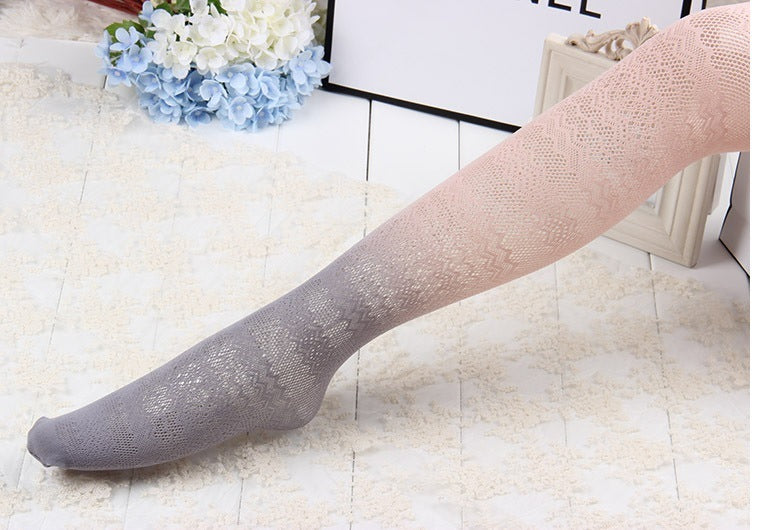 Gradient color hollow stockings anti-hook silk jacquard pantyhose lace stockings Limorista