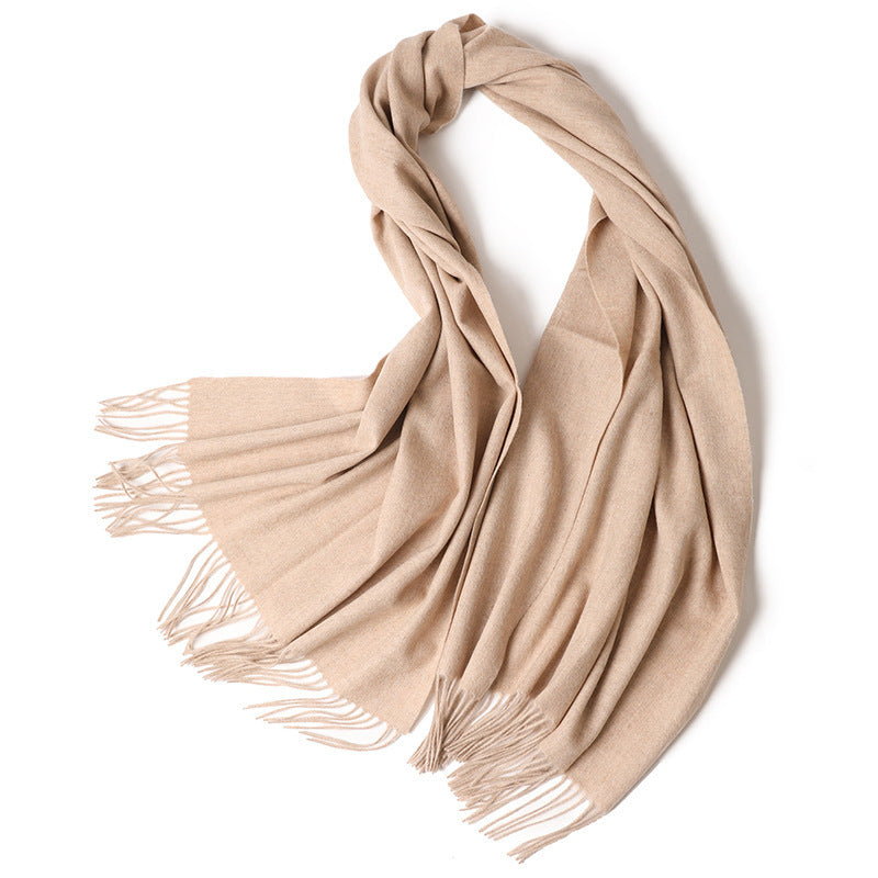 New Solid Color Wool Long Beard Warm Tassel Scarf Thick Limorista