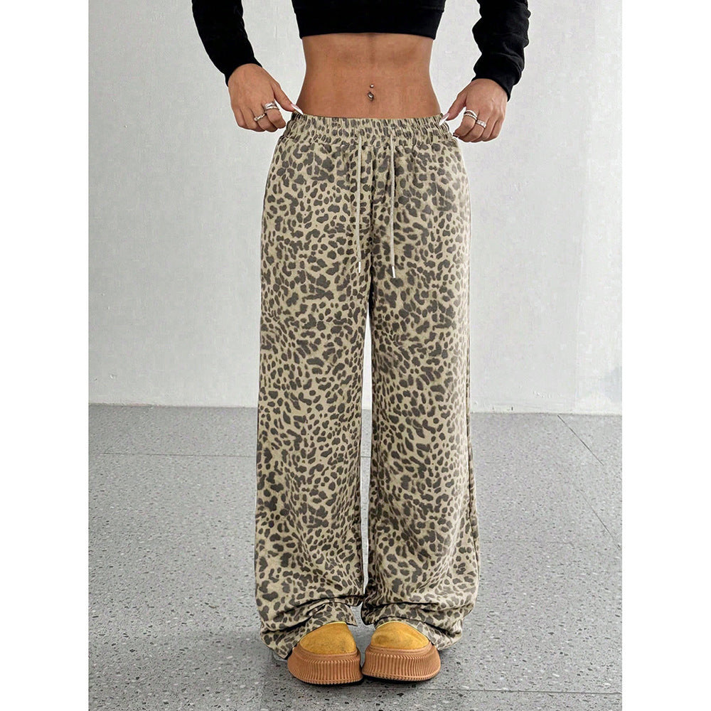Leopard Print Floral Print Casual Jumpsuit Wide Leg Loose Limorista