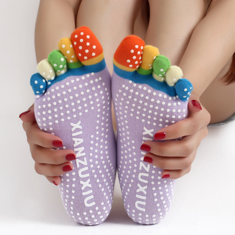 Slip Yoga Socks 5 Toes Socks Letter Print Massage Exercise Short Tube High-quality Cotton Socks Limorista