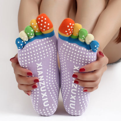 Slip Yoga Socks 5 Toes Socks Letter Print Massage Exercise Short Tube High-quality Cotton Socks Limorista