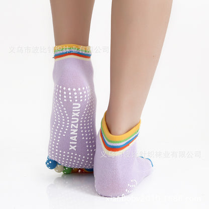 Slip Yoga Socks 5 Toes Socks Letter Print Massage Exercise Short Tube High-quality Cotton Socks Limorista