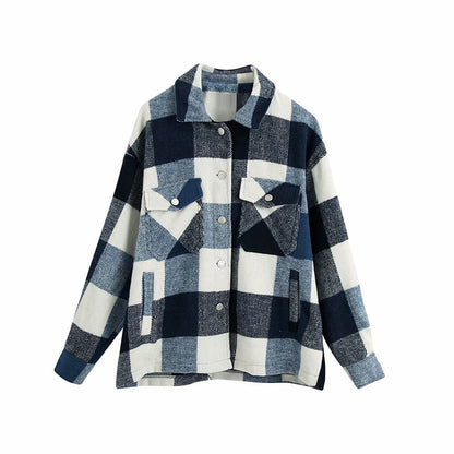 Ladies casual plaid shirt jacket Limorista
