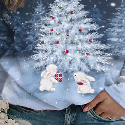 Christmas Printed Pattern Loose Sweater Coat Limorista