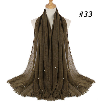 Cotton and linen crumpled monochrome scarf Limorista