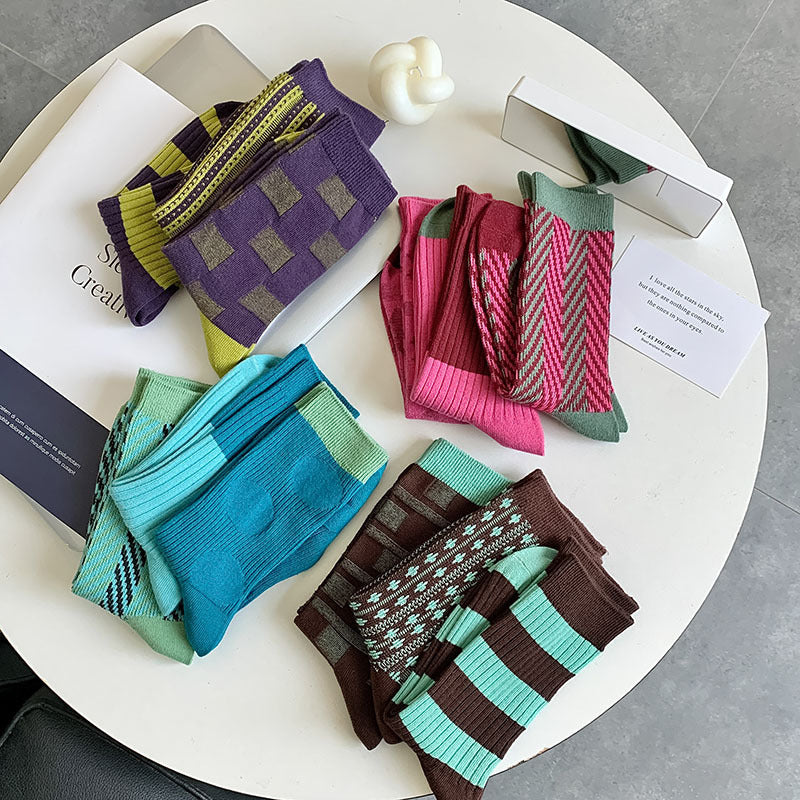 Dopamine Retro Mid-calf Length Double Needle Sweet Cool Street Ladies Loose Socks Limorista