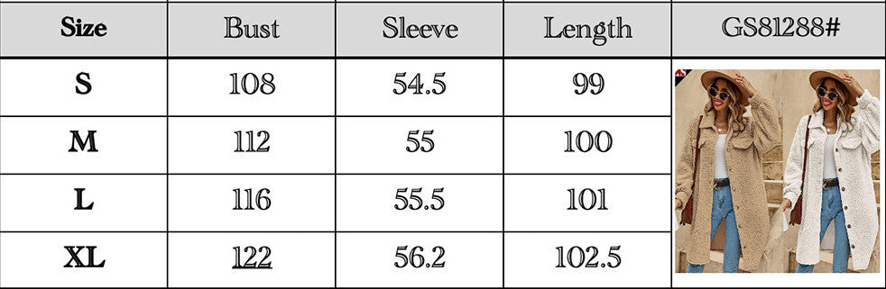 New European And American Winter Open Button Lapel Plush Coat Loose Long-cut Coat Women Limorista