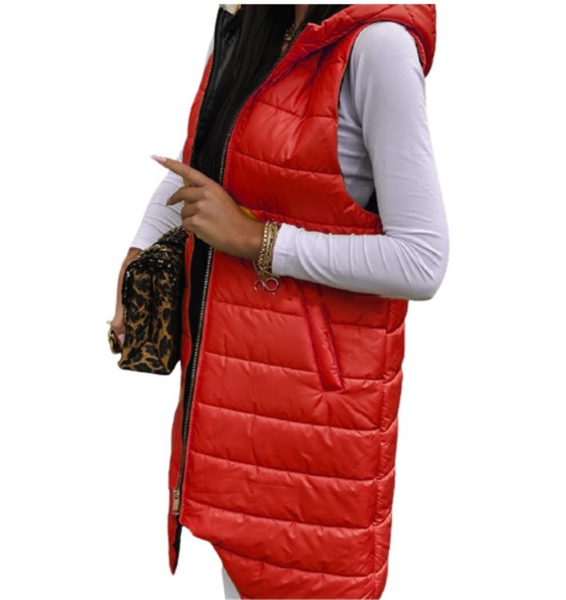 Cardigan Hooded Vest Single-breasted Sleeveless Pocket Mid-length Jacket Limorista