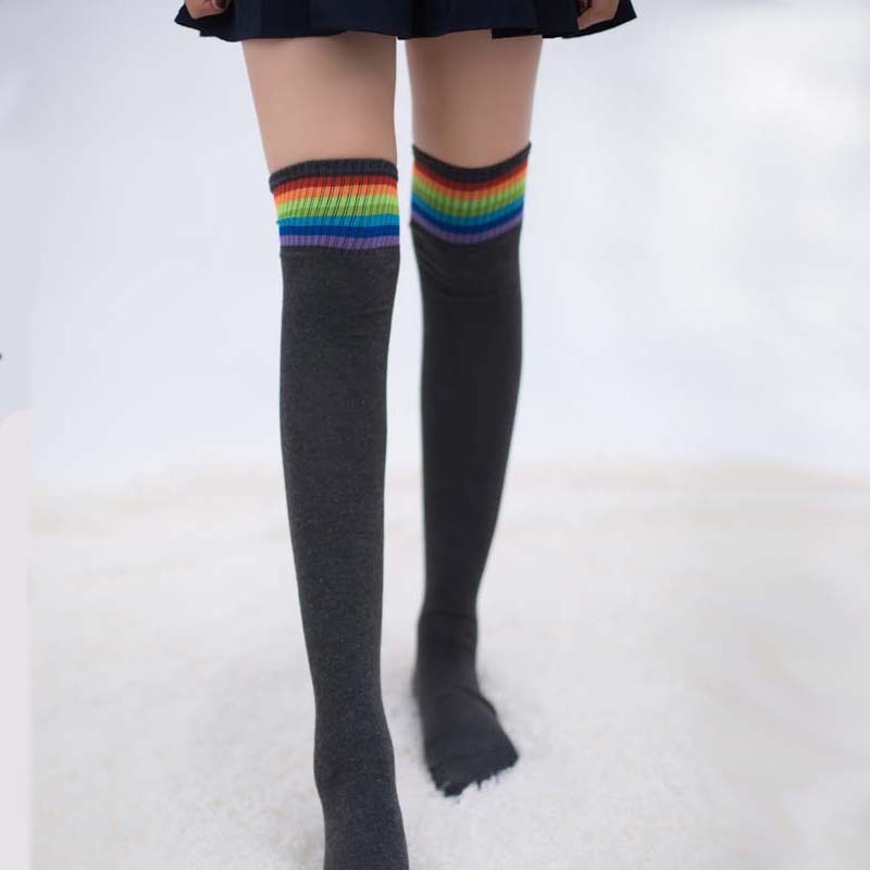 Rainbow long socks fall and winter knee socks Limorista