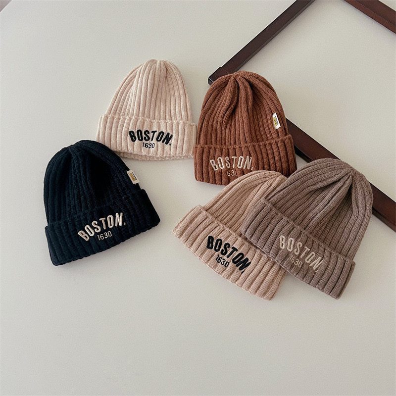 BOSTON Letter Children Woolen Knitted Hat Limorista