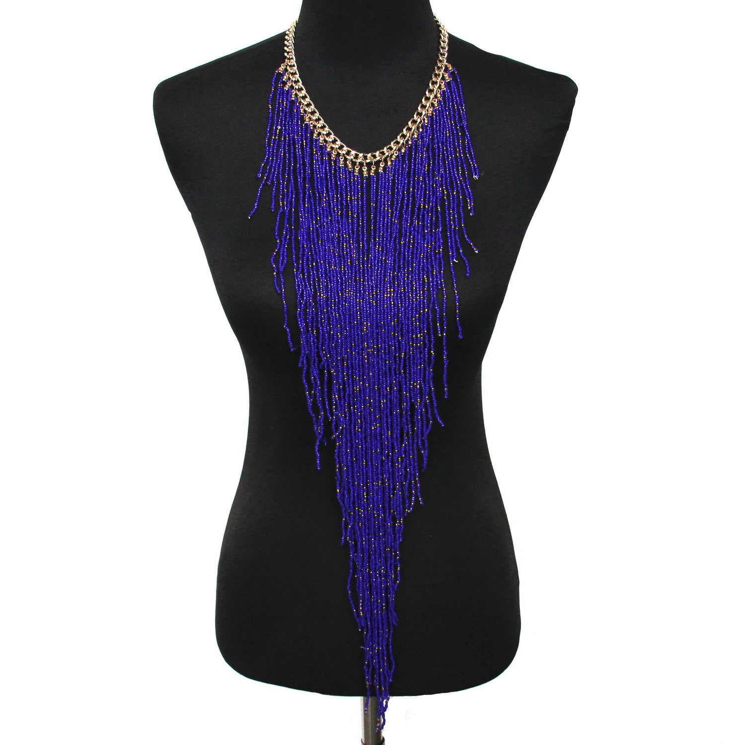 Ethnic Style Long Rice Bead Tassel Necklace Bohemia Exaggerated Performance Necklace Earring Set Limorista