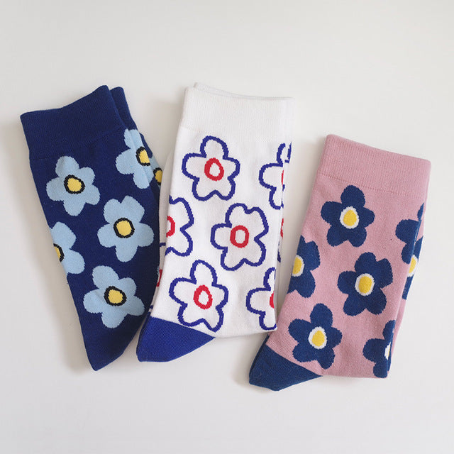 Cute cartoon flower socks cotton girl in stockings Limorista
