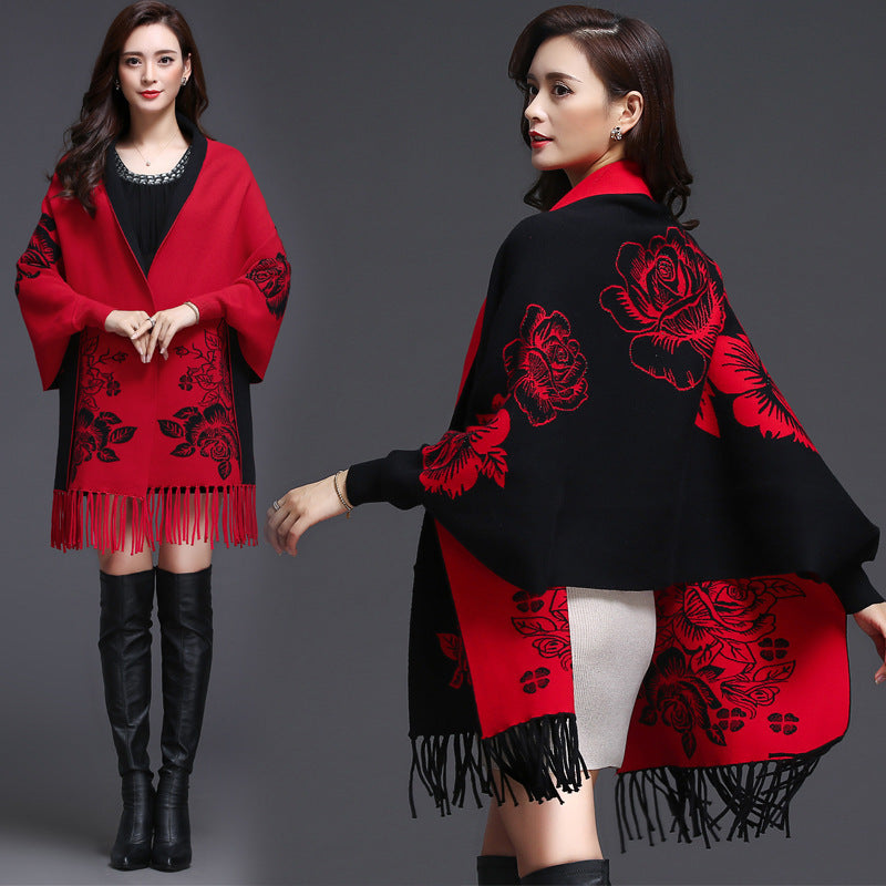 Mid-length Tassels Loose-fitting Knitted Cardigan Thickened Sweater Cashmere Outerwear Limorista
