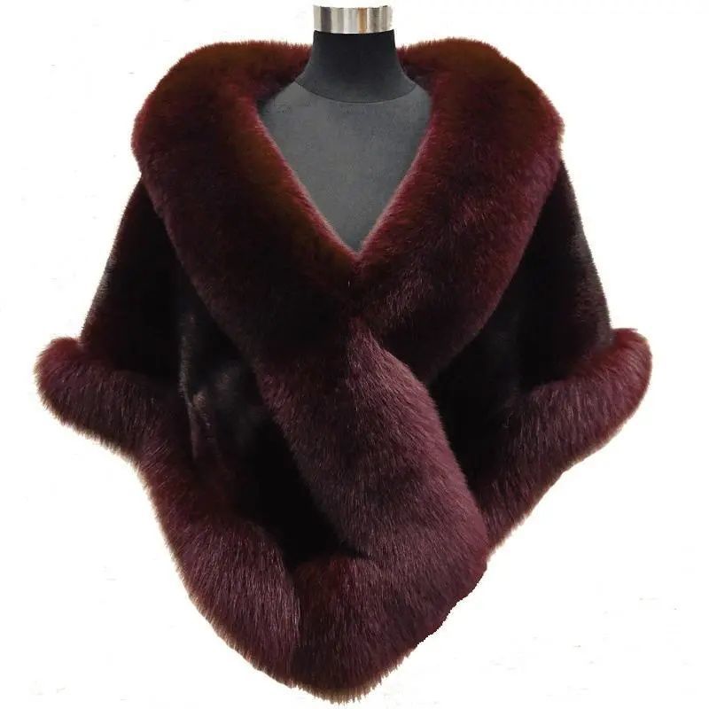 Imitated Mink Fox Fur Cape Coat Plus-sized Dress Shawl Limorista