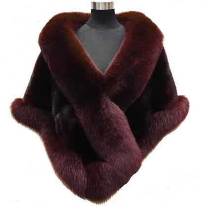 Imitated Mink Fox Fur Cape Coat Plus-sized Dress Shawl Limorista