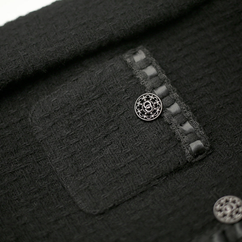 Black Rough Flower Top Autumn And Winter Thick Warm Jacket Limorista