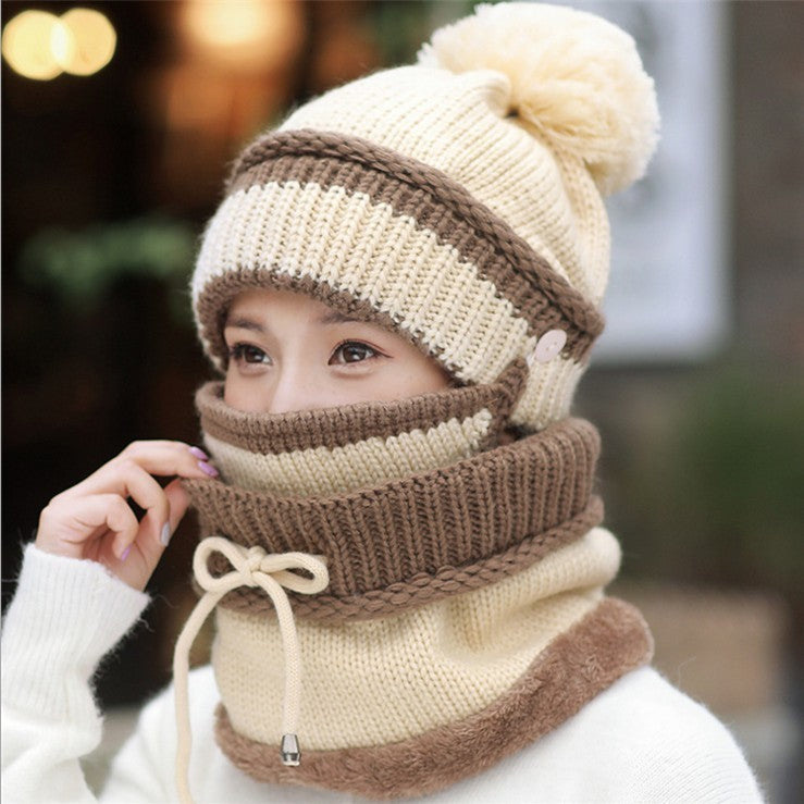 Hat Female Winter Wool Hat Outdoor Thick Warm Winter Hat Riding Windproof Hat Bib Mask Cap Head Cap Limorista