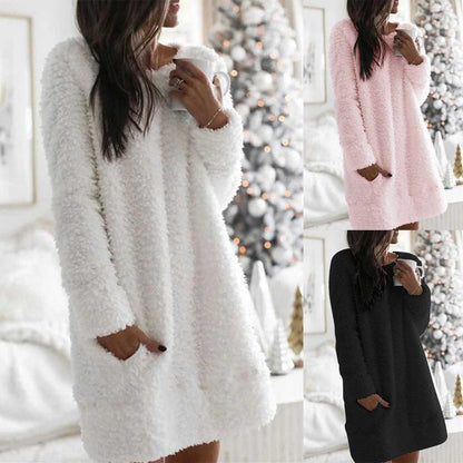 Plush straight pocket dress Limorista