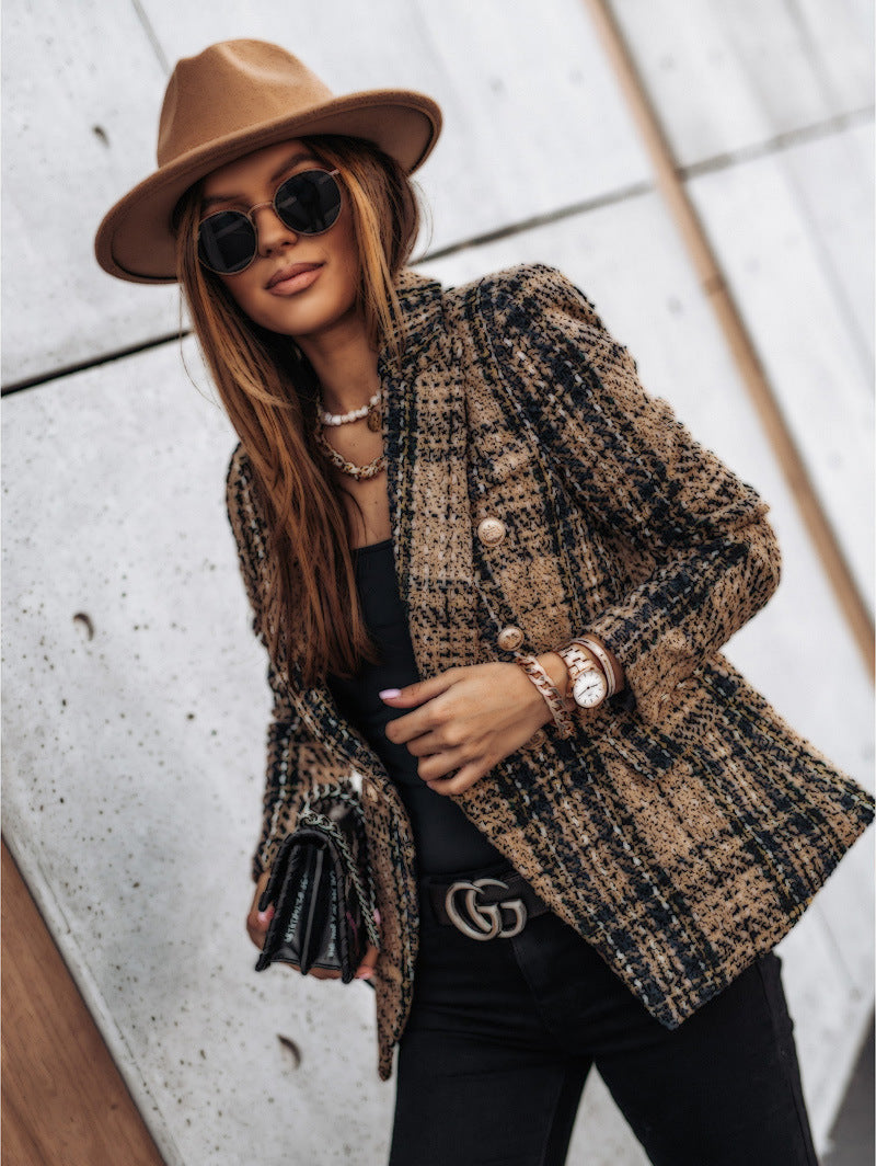 Check Lapel Printed Thin Jacket Limorista
