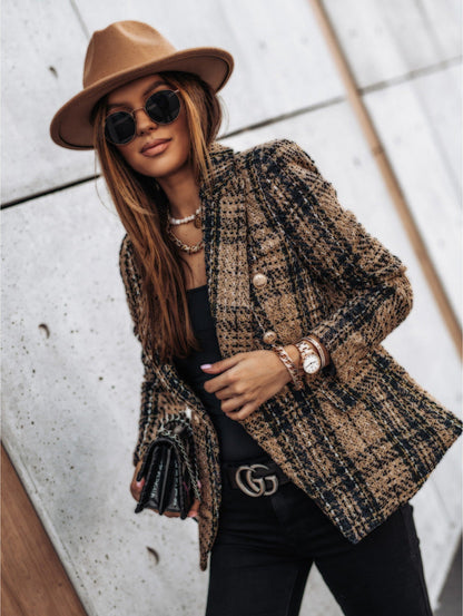 Check Lapel Printed Thin Jacket Limorista