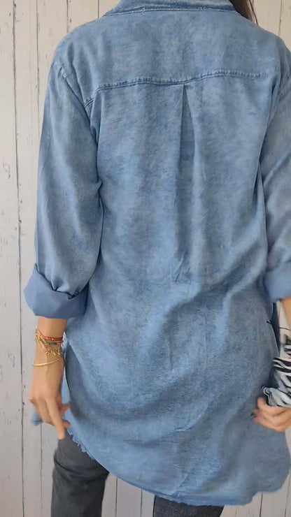 Jean-like Cloth Casual Long Shirt Coat Limorista