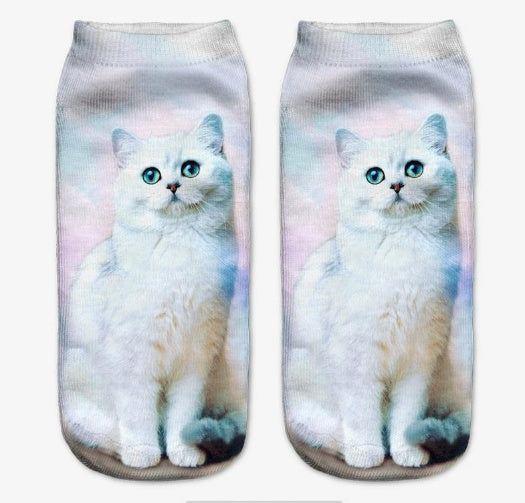 Popular Funny Unisex Short Socks 3D Cat Printed Anklet Socks Casual Socks Limorista