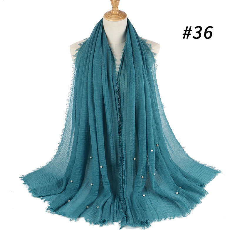 Cotton and linen crumpled monochrome scarf Limorista