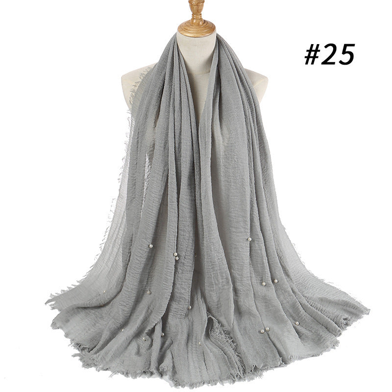 Cotton and linen crumpled monochrome scarf Limorista